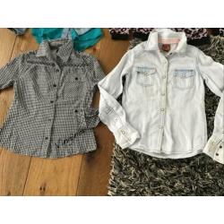 Stoere set pakket spijker jeans blouse spijkerblouse 134 140
