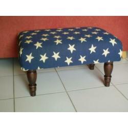 Footstool met - Hondjesstof blauw - NIEUW - BEKIJKEN !!!