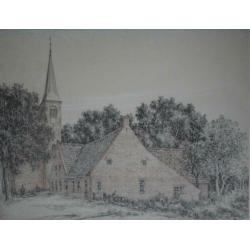 De Winsinghhof en de Catharina kerk Roden, uit 1969. Gesign