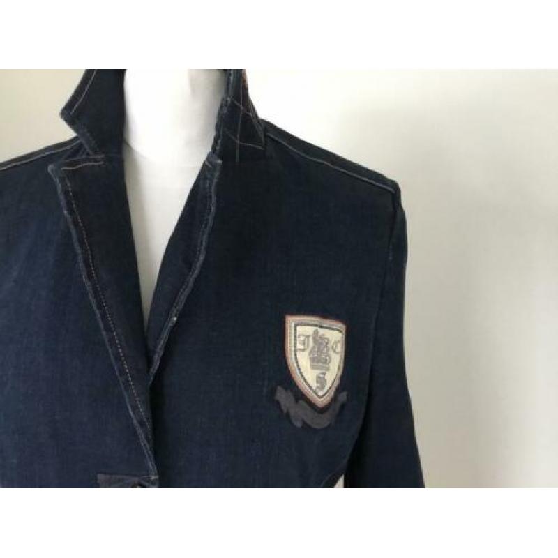 Blauw denim jasje/blazer met leuke applicaties SCARVA mt L