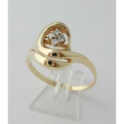 Grote 14 karaat Gouden Dames Ring met 4 Diamanten M22.5