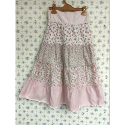 H&M lange Holly Hobby rok bloemetjes stroken 7-8 128