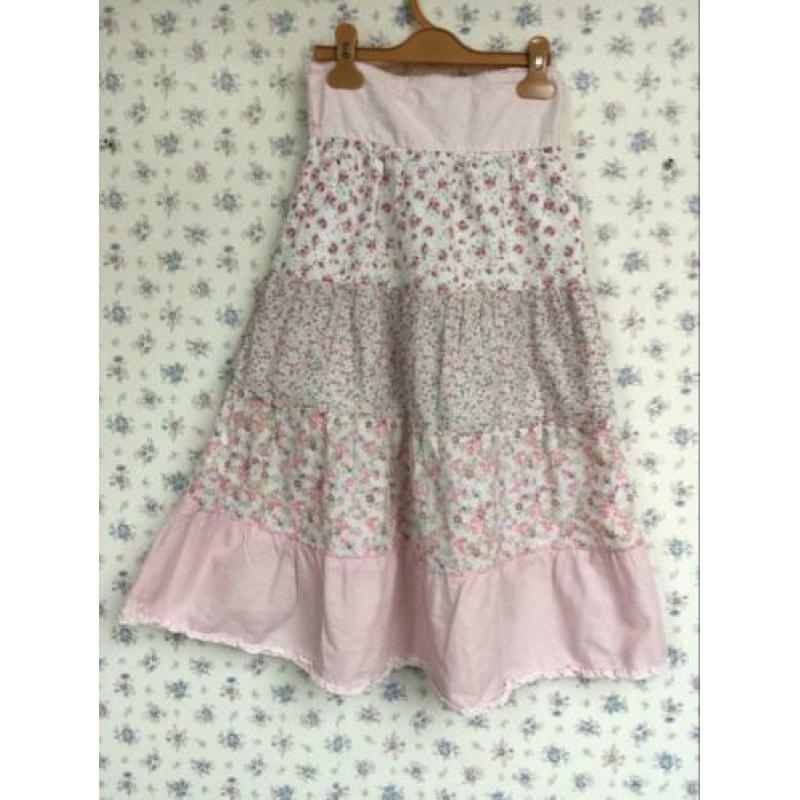 H&M lange Holly Hobby rok bloemetjes stroken 7-8 128