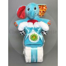 Gratis verzending Luiertaart Motor luiermotor Olifant blauw