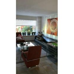 Unieke design salontafel glas hout metaal