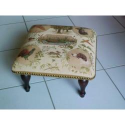 Footstool met - Hondjesstof blauw - NIEUW - BEKIJKEN !!!