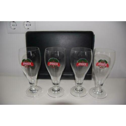 Grolsch vier Amber glazen