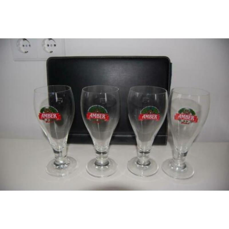 Grolsch vier Amber glazen