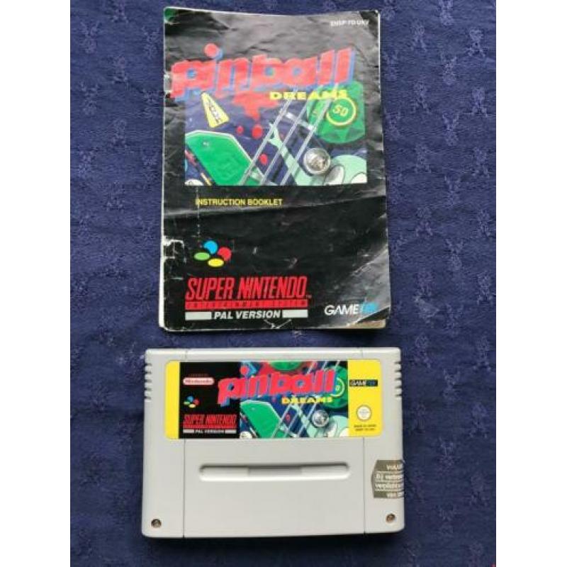 Nintendo Snes spel Pinball Dreams + boekje , Getest