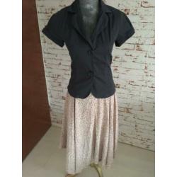 Rood/beige lange rok van H&M maat 40