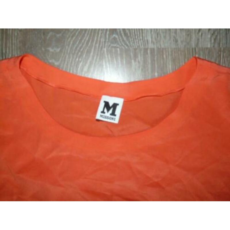 Voorjaar 100% zijden oranje tuniek blouse Missoni L 42 44