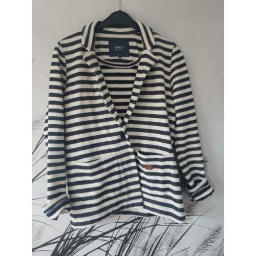 Only blazer Donkerblauw wit gestreept maat S 36 zara colbert