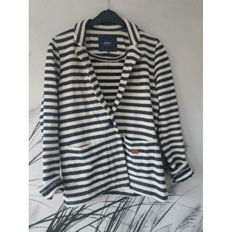 Only blazer Donkerblauw wit gestreept maat S 36 zara colbert