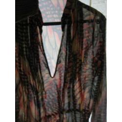Zeer aparte voile tuniek-blouse DI LOREN 36-38 Snazzeys