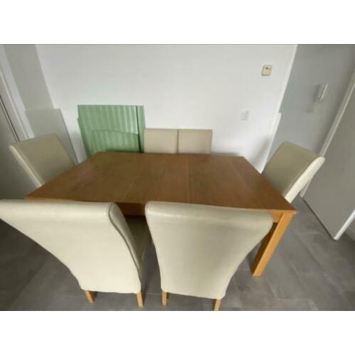 Uitbreidbare Eettafel met 6 stoelen