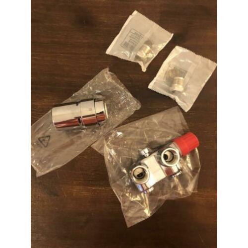 Vasco ventielset met thermostaatkop chroom + 2 keer knelset