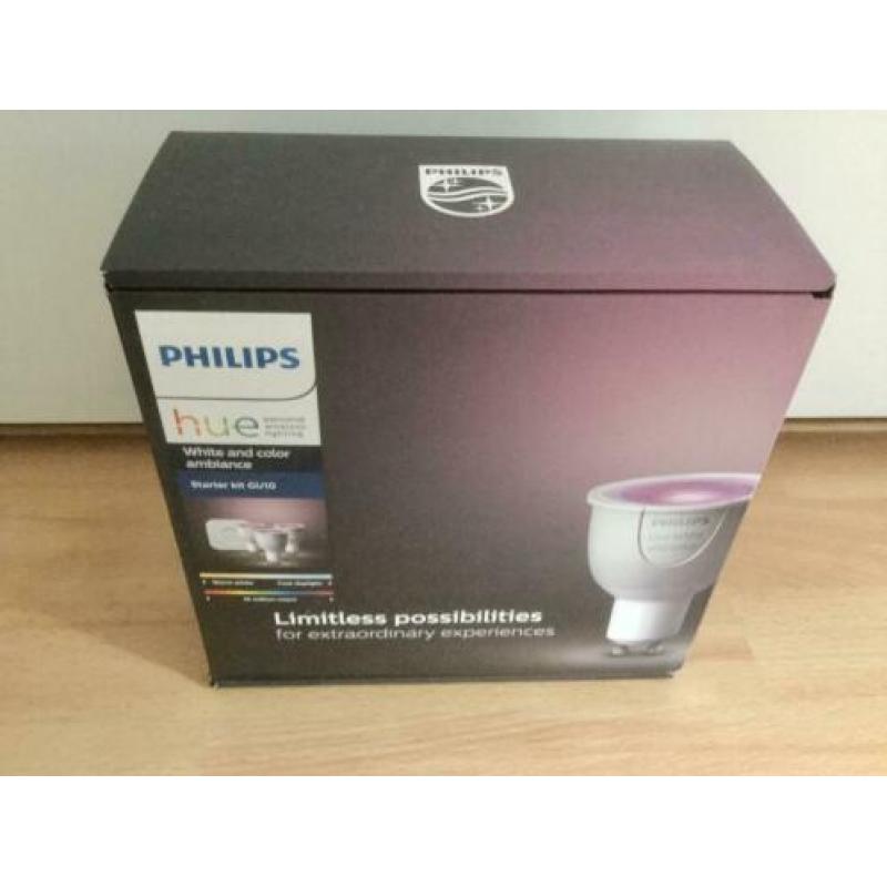 3 Philips Hue White and Color Ambiance lampen GU10 - Nieuw