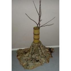 Als Bamboe geschilderde, glazen vaas uit Spanje, 30 cm