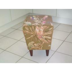 Footstool met - Hondjesstof blauw - NIEUW - BEKIJKEN !!!