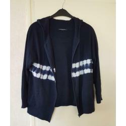 Marina Rinaldi/Sport Blauwe Twinset met capuchon rits wol L