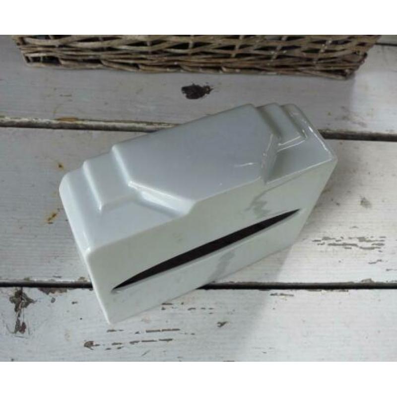 Zeldzame art deco toiletpapier/tissue houder porselein izgst