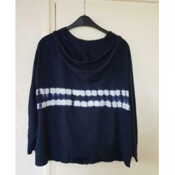 Marina Rinaldi/Sport Blauwe Twinset met capuchon rits wol L