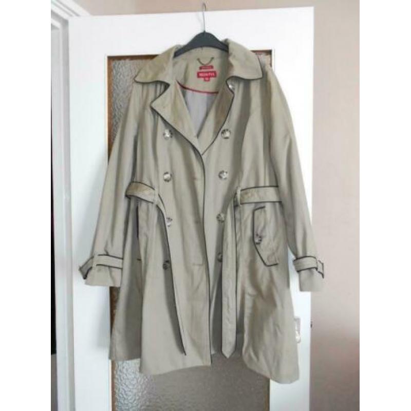 Tussen jas / trenchcoat maat 46 beige /zwart