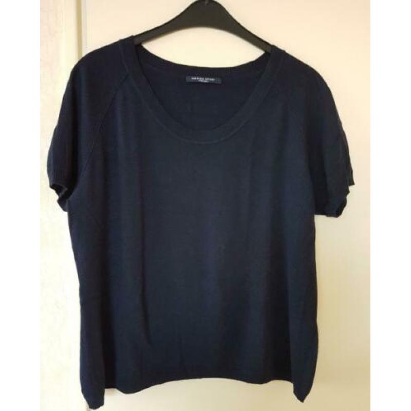 Marina Rinaldi/Sport Blauwe Twinset met capuchon rits wol L