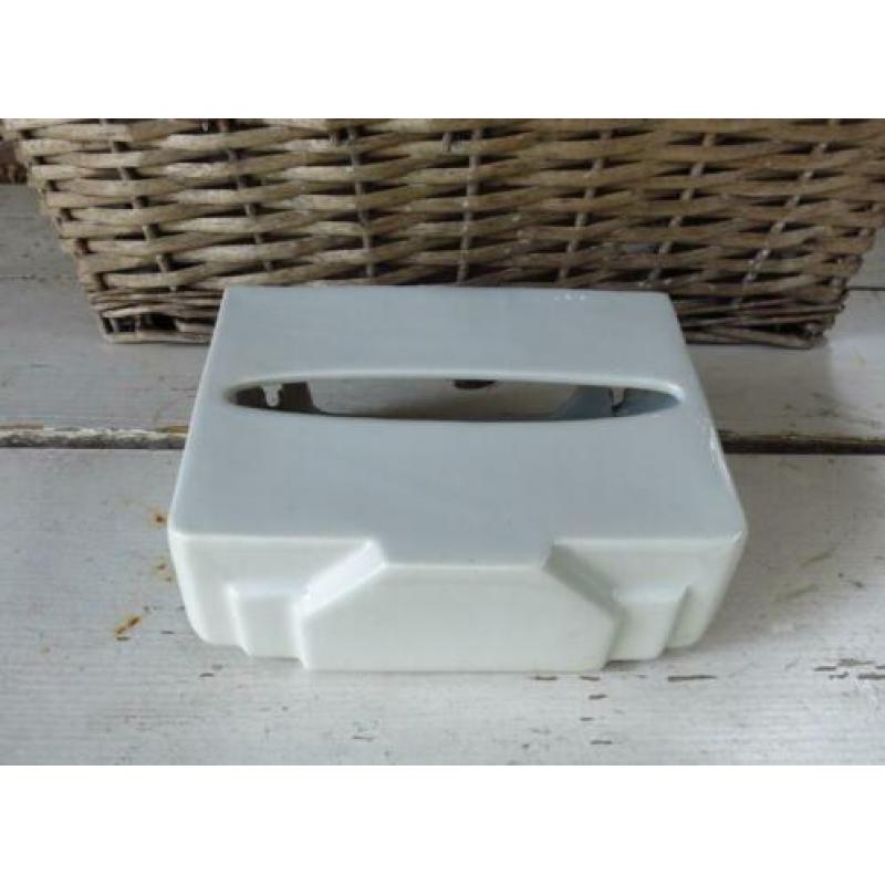 Zeldzame art deco toiletpapier/tissue houder porselein izgst