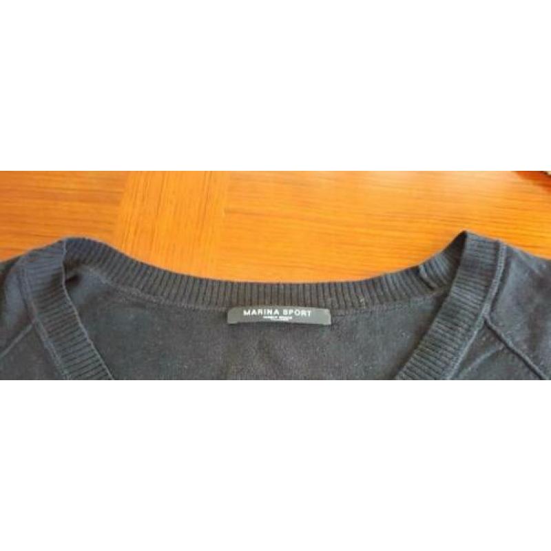 Marina Rinaldi/Sport Blauwe Twinset met capuchon rits wol L