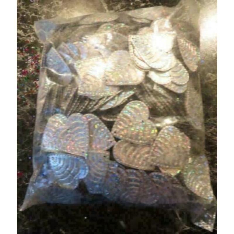 grote zak zilverkleurig metallic hartjes knutselen