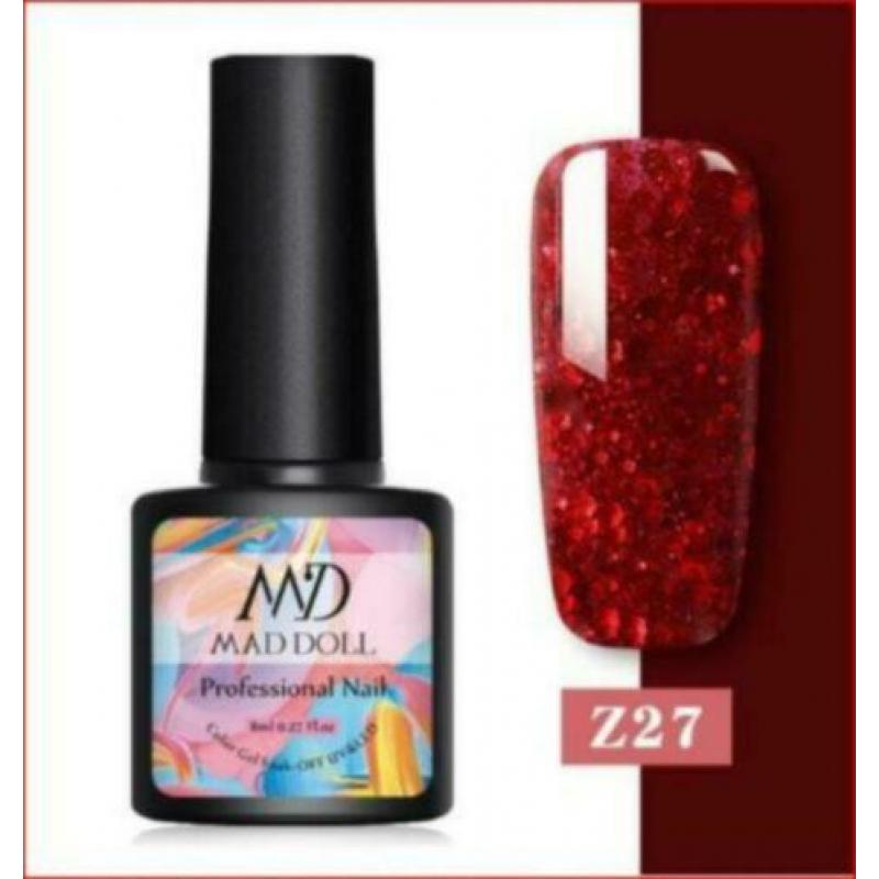 Z27 Glitter rode soak-off UV gel nieuw in verpakking