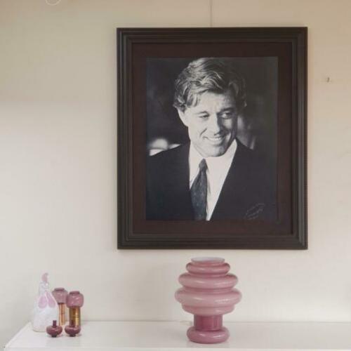 Groot decoratief portrait van Robert Redford, houten lijst,