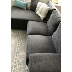 Bank antraciet met chaise longue