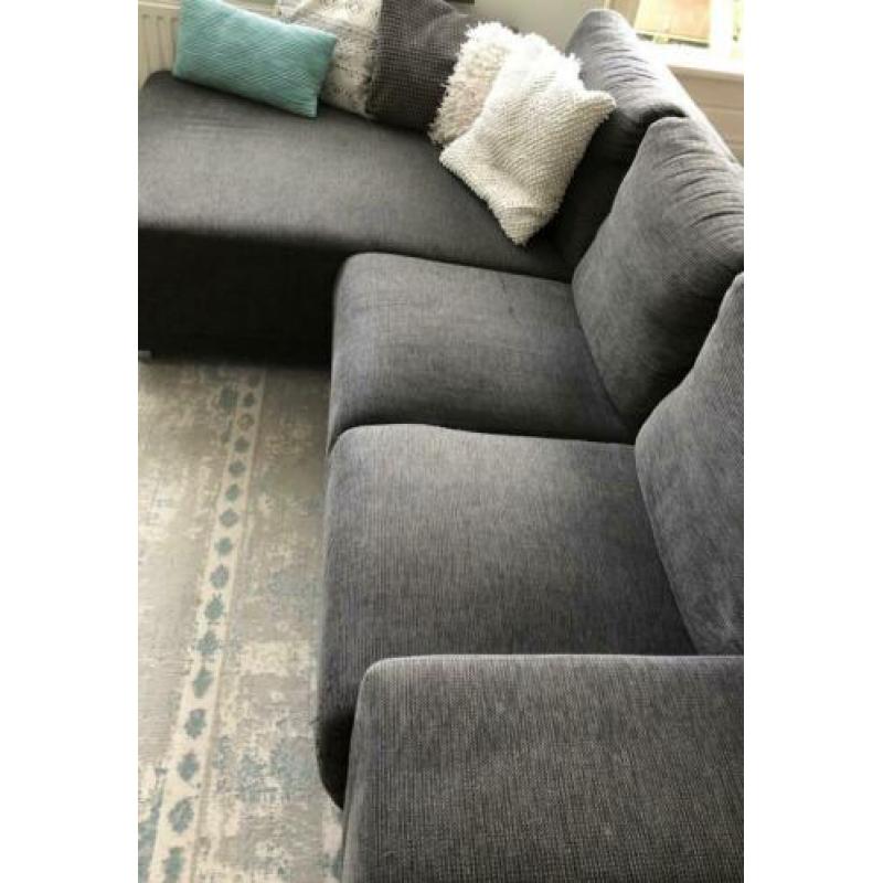 Bank antraciet met chaise longue