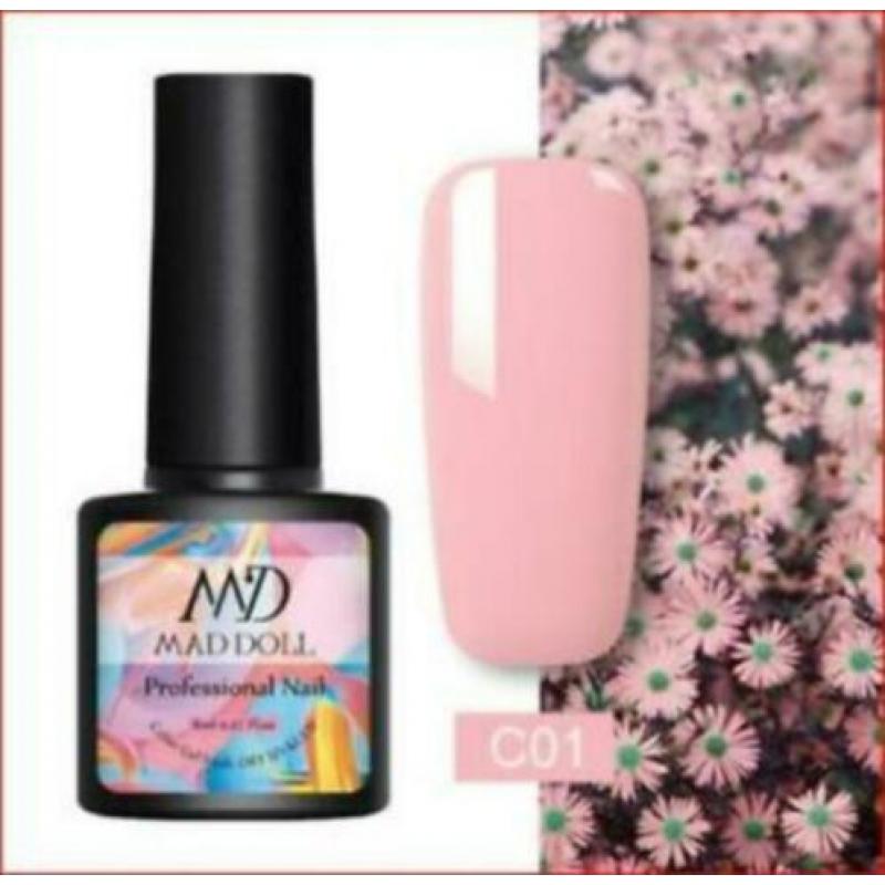 Co1 roze pink nude perzik soak off UV gel 8ml nieuw in