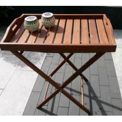 Butlertray-dienblad op onderstel teak zgan