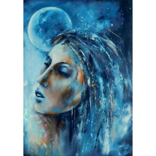 Gesigneerd schilderij, Robert Popczyk - Moon girl