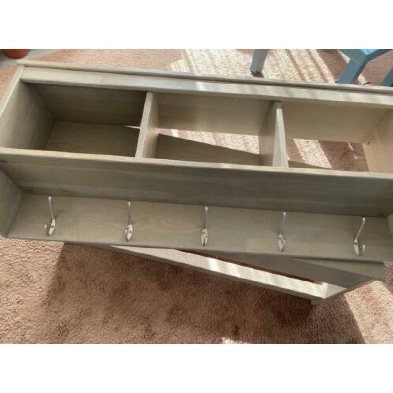 Kapstok met bijpassend bankje (hout greywash lak)