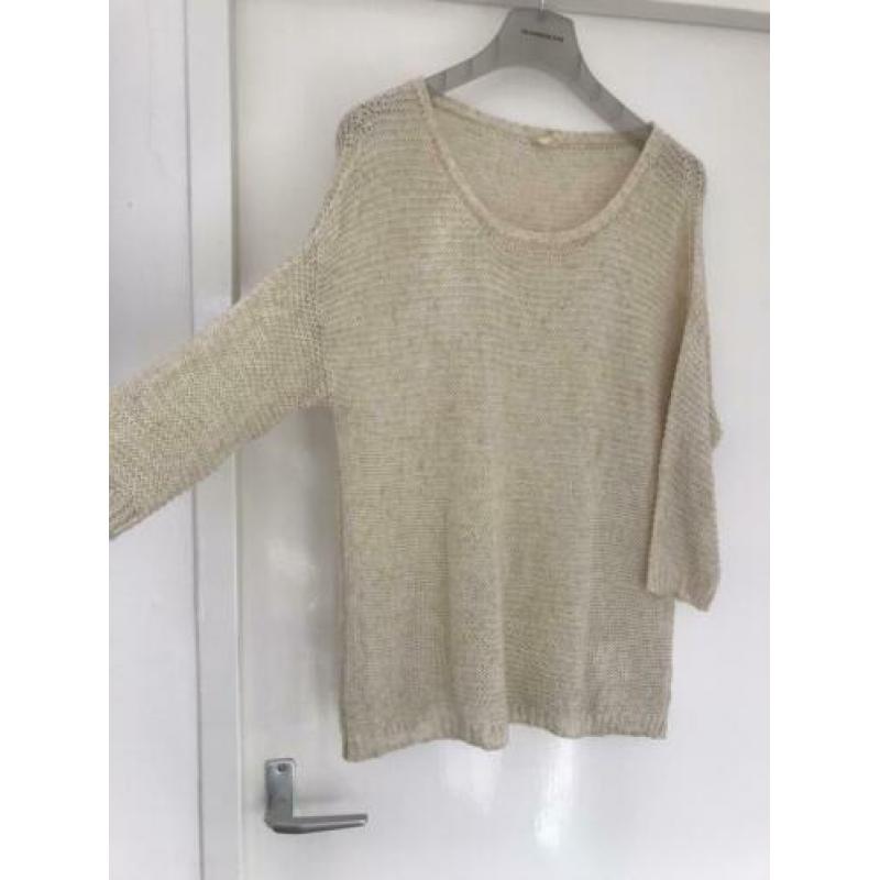 American Vintage gebreide voorjaarstrui knitted S beige nude