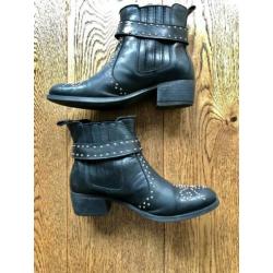 So Jamie - Zwarte leren Boots - Cowboy Biker- maat 38