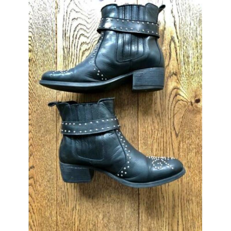 So Jamie - Zwarte leren Boots - Cowboy Biker- maat 38