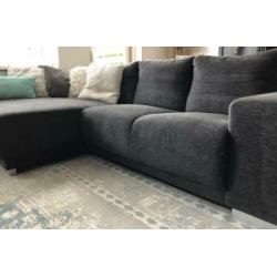 Bank antraciet met chaise longue