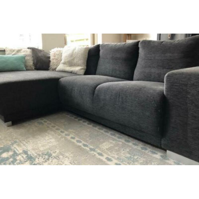 Bank antraciet met chaise longue