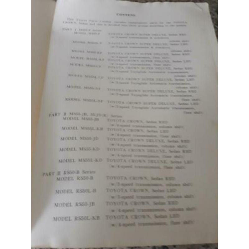 parts catalogus toyota crown RS50,MS55