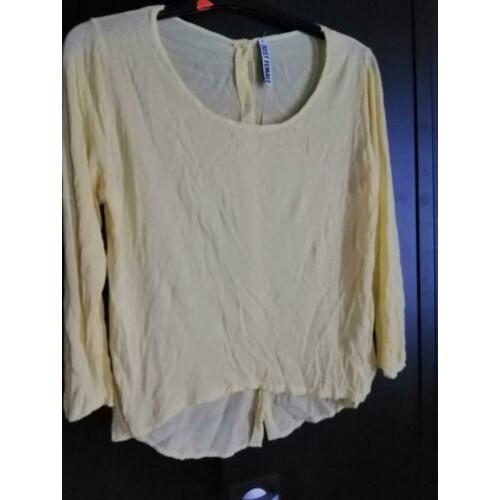 Just Female M blouse geel top zijde