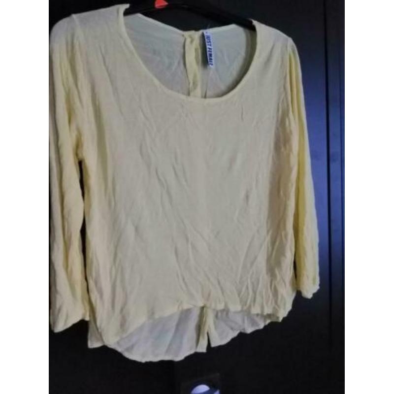 Just Female M blouse geel top zijde
