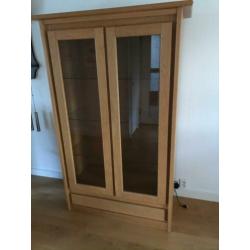 Vitrinekast blank eiken