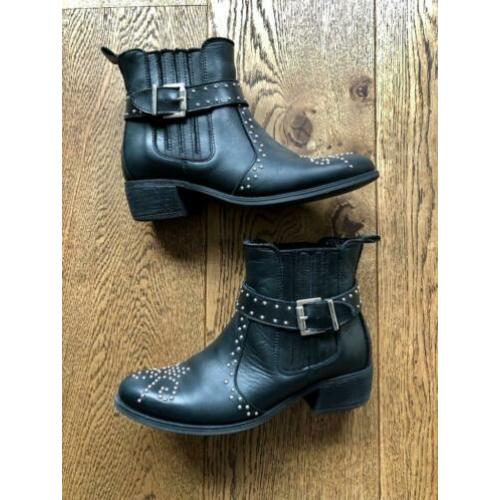 So Jamie - Zwarte leren Boots - Cowboy Biker- maat 38
