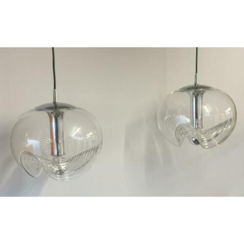 2 x Peill und Putzler wave chrome hanglampen